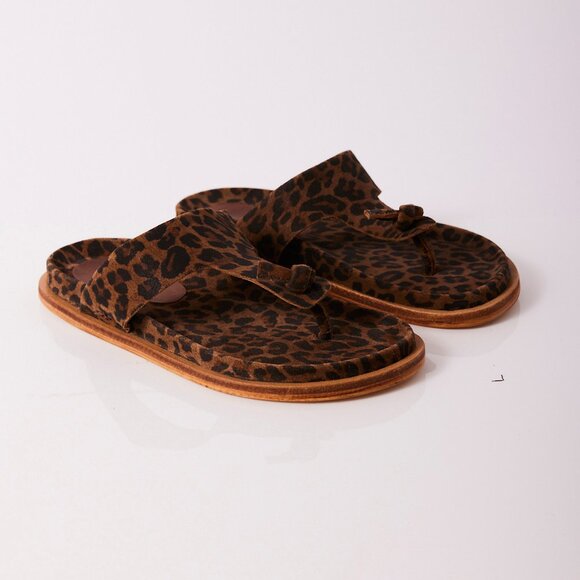 FREE PEOPLE Mika Footbed Sandals / Chestnut Leopard Suede - Picture 11 of 13